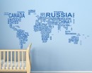 World Map Country Names  Wall Stickers